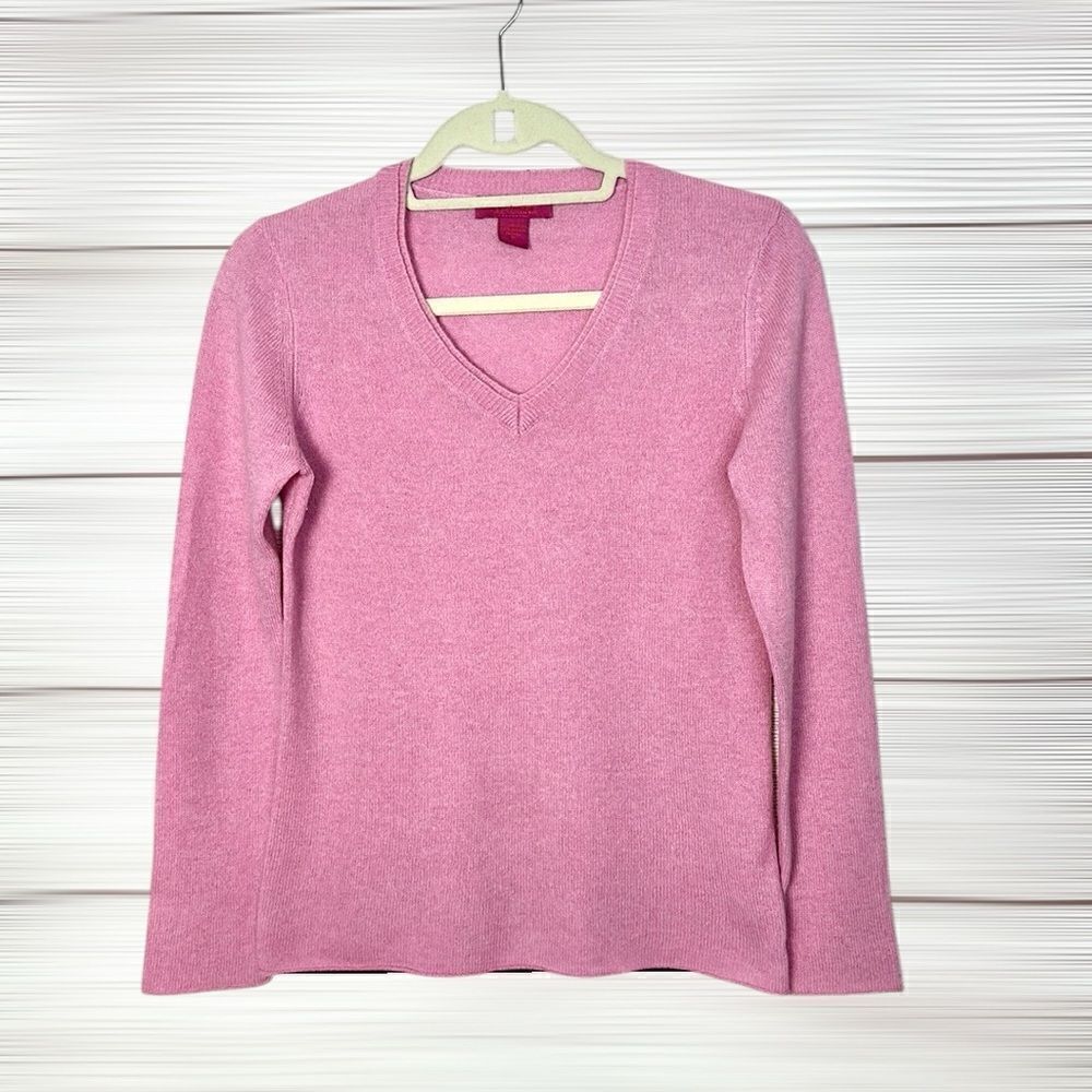 CACHE Cashmere Pink Sweater Pullover V-neck Women’s size S